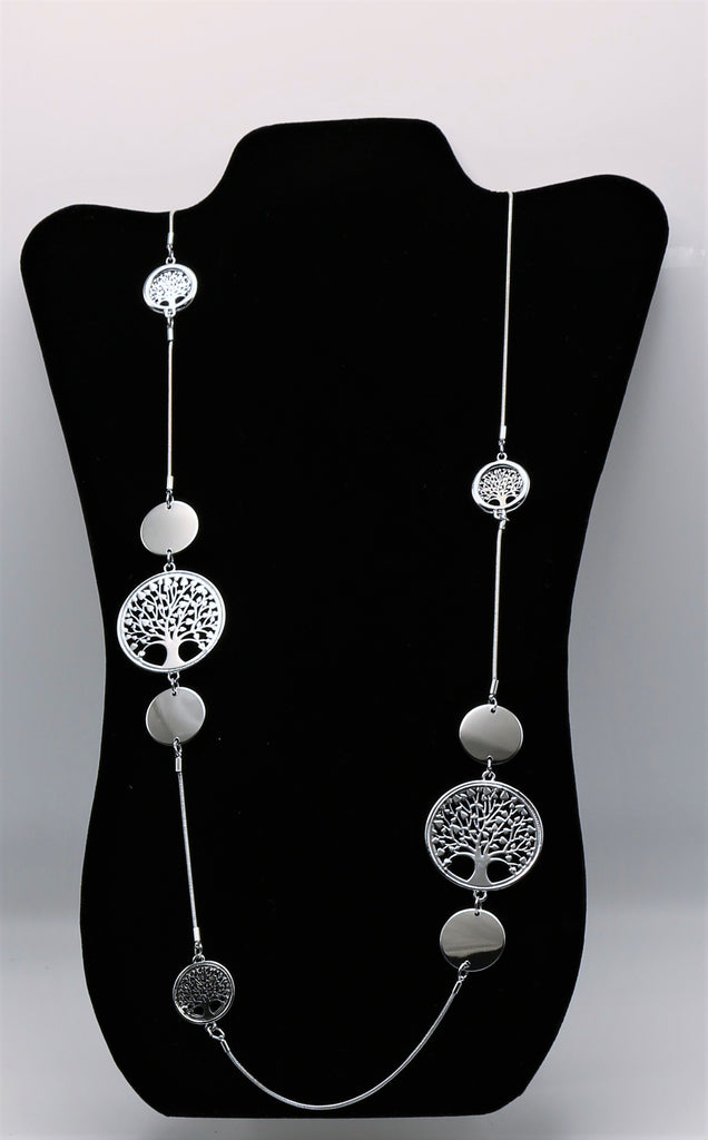 Long Chain Necklace with Tree of Life