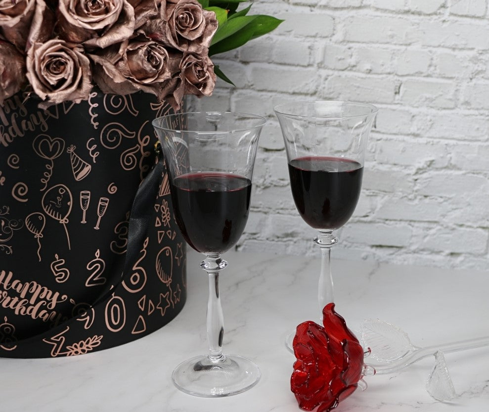 Bohemian Wine Glass w/Stem 6pc Set 250ml Angela Collection