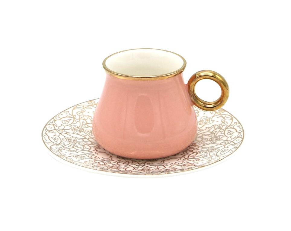 12pc Coffee Set - Pink on White Flowers